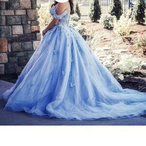 Quinceanera Dress Bahama Blue, Size Medium, Lucia Isabel Collection